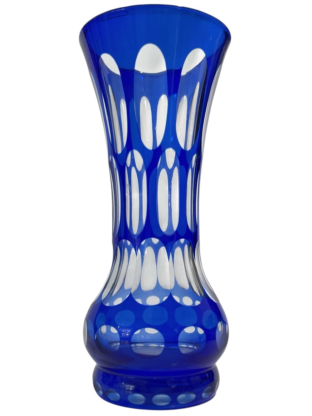 Vintage 1980s Alfred Taube Germany Blue Bohemian Crystal Glass Friendship Vase